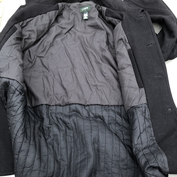 J. Crew Black Wool Cotton 5 Button 4 Pocket Coat - Picture 7 of 10